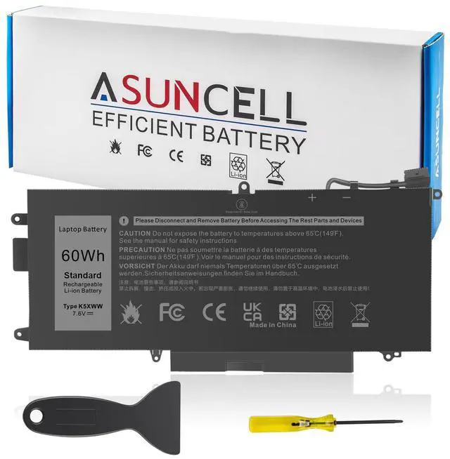 Main image of ASUNCELL 60Wh K5XWW Battery for Dell Latitude 5289 7389 7390 2-in-1 Series Notebook L3180 P29S001 P29S002 Laptop 6CYH6 71TG4 725KY J0PGR N18GG, 7.6V 3-Cell (NOT fits for Latitude 7390 Series)