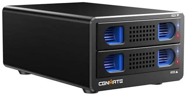 Main image of CENMATE Aluminum Dual Bay 10Gbps Hard Drive Enclosure with Cooling Fan for 2.5"/3.5" SATA HDD/SSD with USB A/C 3.2 Gen 2, Support Hot Swappable, Daisy Chain Expansion, Tool-Free, DAS(NO RAID/NAS)