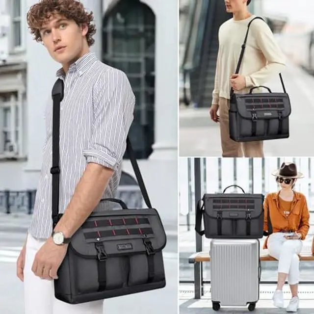 Alt view image 2 of 5 - WITZMAN Messenger Bag for Men Crossbody Large Lightweight Satchel Bag Nylon Shoulder Bag with 15.6 inch Laptop(B701 Silvery Grey)