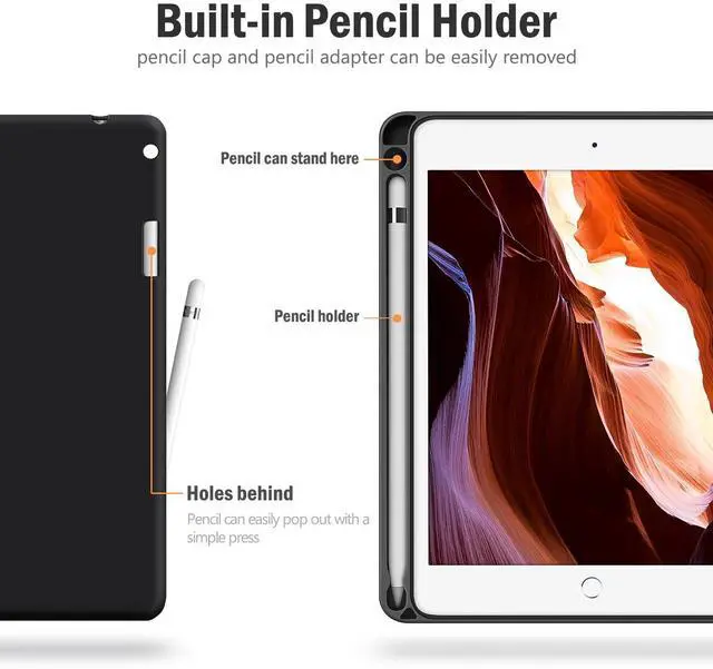 Alt view image 4 of 5 - Antbox Case for iPad Mini 5 2019 (5th Generation 7.9 inch) / iPad Mini 4 with Built-in Pencil Holder PU Leather Smart Cover with Auto Sleep/Wake Stand Function (Brown)