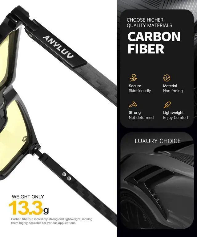 Alt view image 3 of 5 - ANYLUV Blue Light Blocking Glasses for Men/Women Upgraded Carbon Fiber Temples Glasses Anti Eyestrain & Gaming Protection