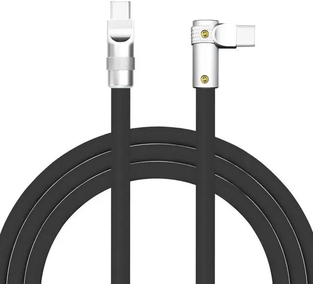 Main image of chubbycable FlexElbow Pro - 90 Degree Design 240W Fast Charge Cable Ultra-Thick Silicone Right Angle USB C Cable Phone Tablets Charging Cord, Black, Type-C to Type-C, 4.9FT