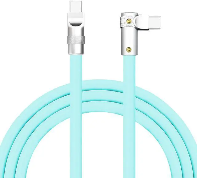 Main image of chubbycable FlexElbow Pro - 90 Degree Design 240W Fast Charge Cable Ultra-Thick Silicone Right Angle USB C Cable Phone Tablets Charging Cord, Light Blue, Type-C to Type-C, 19.6FT