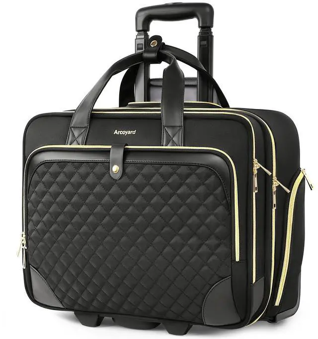Main image of Rolling Laptop Bag Women, Rolling Briefcase for Women with Waterproof Pocket, 17.3 Inch Computer Bag for Women, Underseat Carry On Luggage with Wheels for Work Travel Business, Lightweight Black