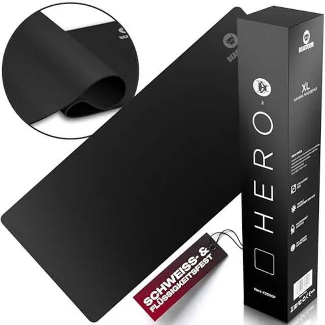 Alt view image 3 of 5 - BEASTCOM Hero X2000 Gaming Mouse Pad, Black Edition - XL Mousepad 36"x 12" Large Mouse Pad - Thick Cloth Desk Mat for Keyboard and Mouse - Non Stitched Edges & Anti Sweat Design