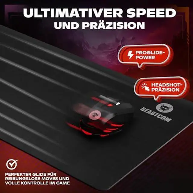 Alt view image 5 of 5 - BEASTCOM Hero X2000 Gaming Mouse Pad, Black Edition - XL Mousepad 36"x 12" Large Mouse Pad - Thick Cloth Desk Mat for Keyboard and Mouse - Non Stitched Edges & Anti Sweat Design