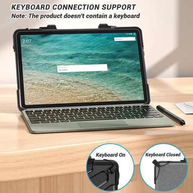 Alt view image 3 of 5 - DreamerX for  Kindle Fire Max 11 13th Generation Case 2023, Heavy Duty Rugged Shockproof Case with Rotating Stand Hand Strap Shoulder Strap Pen Holder, Compatible with Type Cover Keyboard, Black