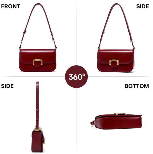 Alt view image 4 of 5 - LA FESTIN Small Leather Shoulder Bag for Women - Designer Crossbody Handbag Satchel Purse with Strap for Everyday Use(Red)