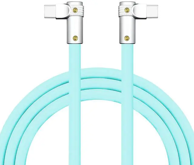 Main image of chubbycable FlexElbow Pro - 90 Degree Design 240W Fast Charge Cable Ultra-Thick Silicone Right Angle USB C Cable Phone Tablets Charging Cord, Light Blue, Double Elbow Type C to Type C, 8.5FT