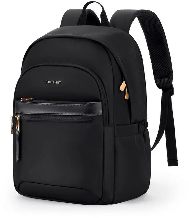 Main image of LIGHT FLIGHT Travel Backpack for Women, 15.6 Inch Stylish Laptop Backpack, Computer Bag for College Work Daily, Water-Resistant Casual Daypack with USB Port, Black