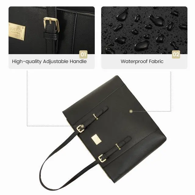 Alt view image 4 of 5 - Laptop Bag for Women Large Office Handbags Briefcase Fits Up to 15.6 inch (Updated Version)-Black