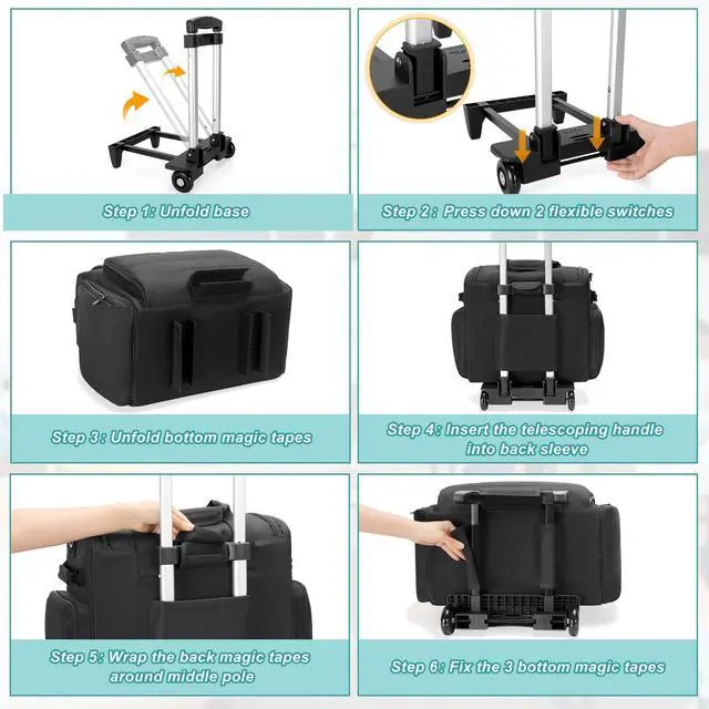Alt view image 5 of 5 - CURMIO Rolling Teacher Bag with Wheels, Teacher Rolling Cart, Rolling Briefcase with Accordion Organizer and 15.6" Laptop Sleeve for School or Work, Black(Patented Design)