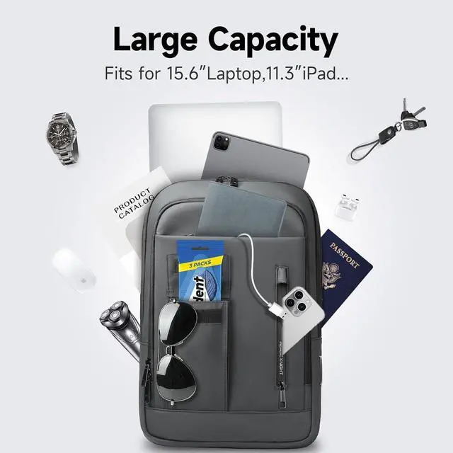 Alt view image 3 of 5 - Slim Laptop Backpack for Men, Minimalist Business Backpack with USB Charging Port and Anti Theft Pocket Design, Waterproof High Tech 16 Inch Work Backpack Ideal for Commuting, Daily Life