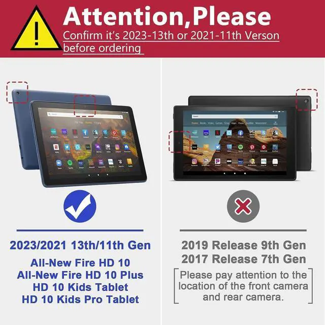 Alt view image 2 of 5 - Grifobes (for 13th/11th Generation 2023/2021 Release) Tablet 10/10 Plus, Tablet 10 Kids/Kids Pro, 3-in-1 Heavy Duty Shockproof Rugged Protective Cover with Stand (Red+Black)