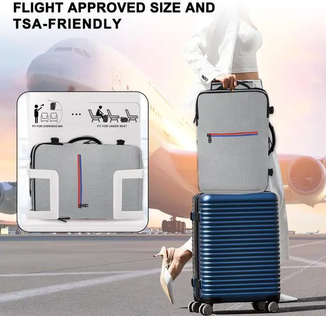 Alt view image 4 of 5 - MAYMOONER Extra Large Travel Laptop Backpack Airline Approved Carry On Weekenderr Bag Gifts for Men Women College Luggage Daypack for Flight 40L, Fits 17 Inch Laptop Grey