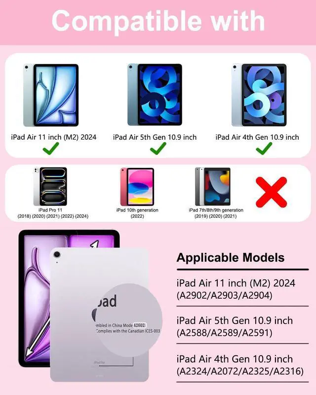 Alt view image 2 of 5 - MePadKey Touchpad Keyboard Case for iPad Air 11 inch M3 2025/M2 2024 7th/6th Generation, 360 Rotation Cover with Wireless Backlit Detachable Keypad for Air 10.9" 5th 4th 4 5 6 7 Gen, Pink