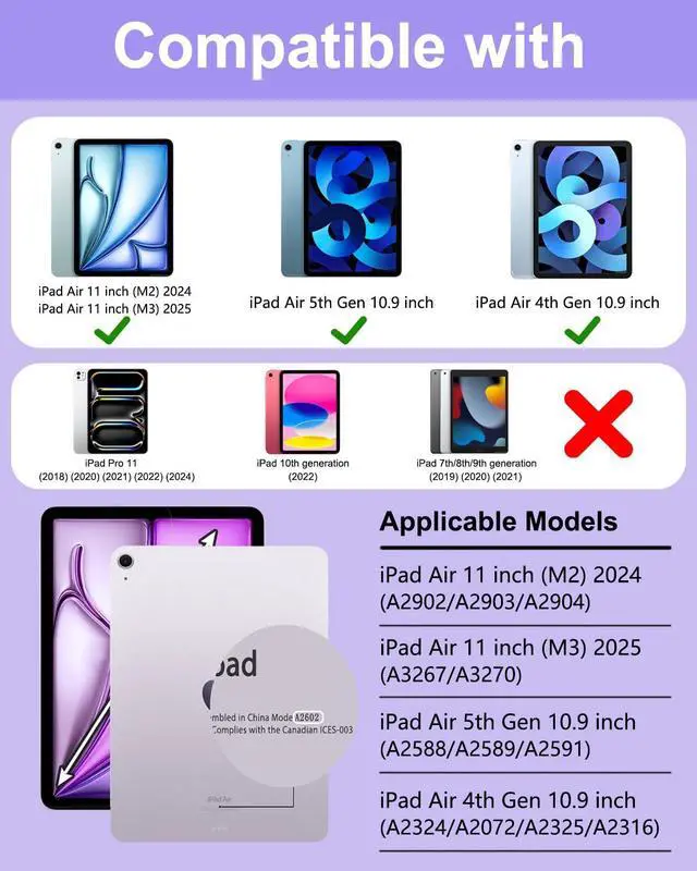 Alt view image 2 of 5 - MePadKey Touchpad Keyboard Case for iPad Air 11 inch M3 2025/M2 2024 7th/6th Generation, 360 Rotation Cover with Wireless Backlit Detachable Keypad for Air 10.9" 5th 4th 4 5 6 7 Gen, Purple