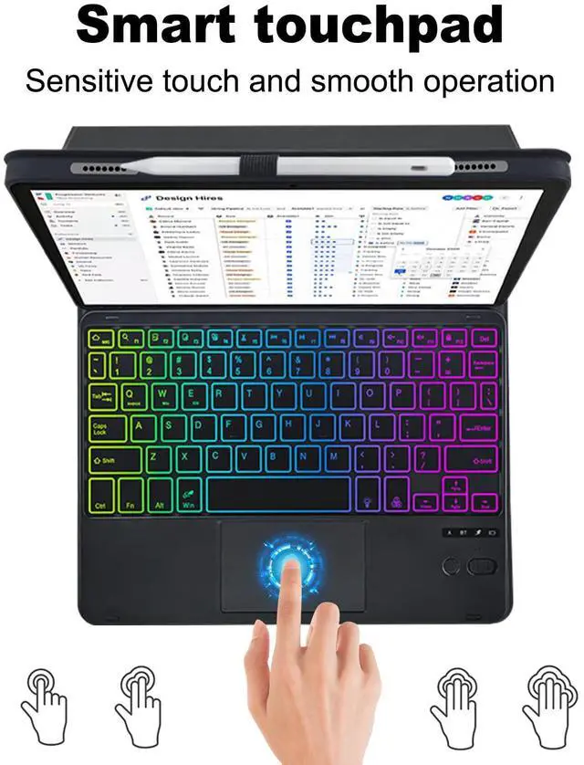 Alt view image 5 of 5 - MePadKey Touchpad Keyboard Case for Amazon fire Max 11 11.0-inch 2023(13th Generation),Rainbow Backlight Rechargeable Detachable Keyboard with Pen Holder for Tablet Cover (Black+Black)