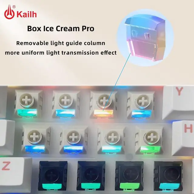 Alt view image 4 of 5 - Kailh Box Ice Cream Pro Linear Keyboard Switch,5-pin RGB SMD 45gf All POM Material Pre-Lubricated Switches,for Mechanical Gaming Keyboard(Ice Cream PRO,90Pcs)