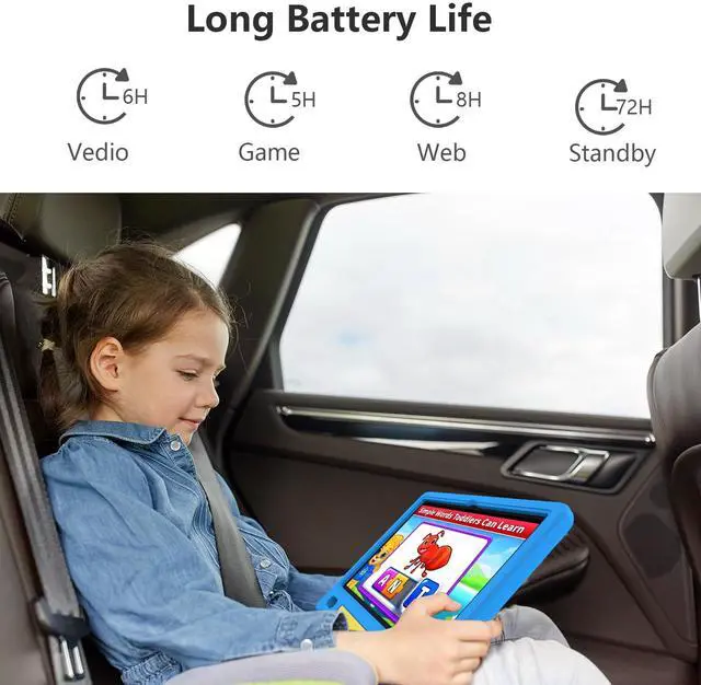 Alt view image 5 of 5 - JREN Kids Table 10.1" |Android 14 Tablet for Kids|64GB Storage|Octa-Core|WiFi |Cameras|Parental Control|Kids Content|Case Included Great Gift for Children Ages 3-12 Years Old Blue