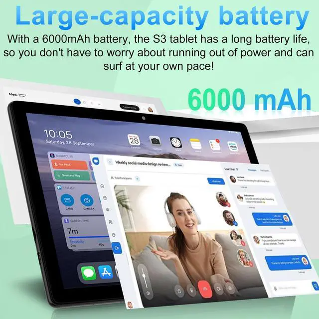 Alt view image 5 of 5 - SUAAT 2025 Tablet 10 inch Android 14 Tablets with Keyboard Mouse, 20GB RAM 128GB ROM 1TB Expand 2 in 1 Tablet with Octa-core 6000mAh, HD IPS Display, Widevine L1, 5G WiFi 6, Dual Camera, GMS (Black)