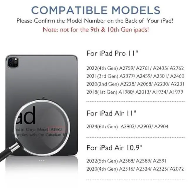 Alt view image 2 of 5 - Magic Keyboard Case for iPad Air 11'' M2 2024 & iPad Pro 11'' 1st-4th Gen - Slim 1.28lbs Magnetic Trackpad Keyboard with 7-Color Backlight & 135deg Floating Stand for iPad Air 10.9'' 4th/5th Gen