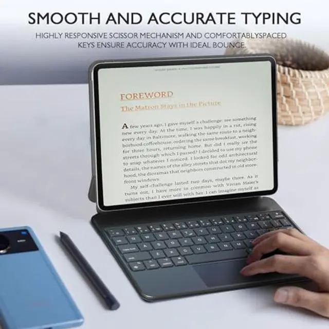 Alt view image 5 of 5 - Magic Keyboard Case for iPad Air 11'' M2 2024 & iPad Pro 11'' 1st-4th Gen - Slim 1.28lbs Magnetic Trackpad Keyboard with 7-Color Backlight & 135deg Floating Stand for iPad Air 10.9'' 4th/5th Gen