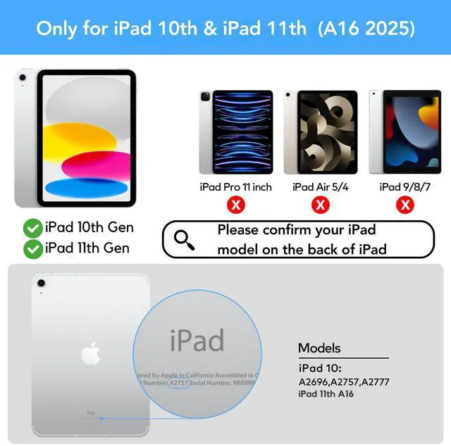 Alt view image 2 of 5 - runelk Keyboard Case for iPad 10th Generation 2022 & 11th (A16, 2025) - Magic-Style Keyboard with Multi-Touch Trackpad - Floating Cantilever Stand - Magnetic Case for iPad 10.9 inch 10th / 11th Gen.