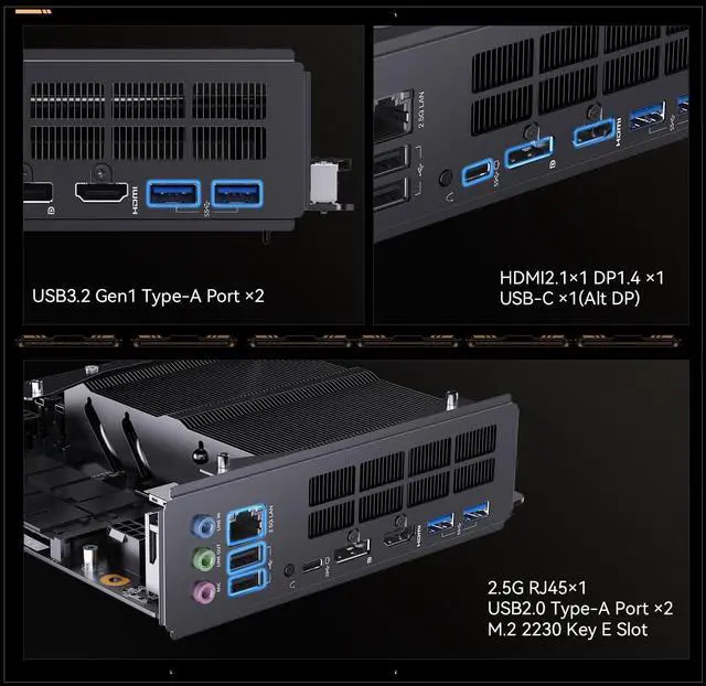 Alt view image 5 of 5 - MINISFORUM Motherboard BD795i SE Mini ITX NAS Motherboard, AMD Ryzen 9 7945HX, 16 C/32 T,PCIe 5.0 x16 Slot, Dual PCIe4.0 M.2 Support, DDR5,8K Triple Output(HDMI/DP/USB-C), RJ45 2.5G, USB 3.2