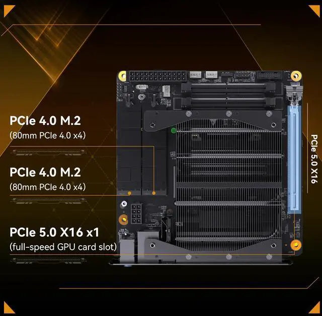 Alt view image 4 of 5 - MINISFORUM Motherboard BD795i SE Mini ITX NAS Motherboard, AMD Ryzen 9 7945HX, 16 C/32 T,PCIe 5.0 x16 Slot, Dual PCIe4.0 M.2 Support, DDR5,8K Triple Output(HDMI/DP/USB-C), RJ45 2.5G, USB 3.2