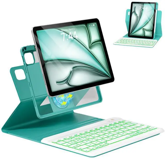 Main image of OPAKIT Magnetic Keyboard Case for iPad Air 5th 4th Generation 10.9 inch Pro 11 1st/2nd/3rd/4th, 7 Color Backlight BT Keyboard Folio with Pencil Holder 2022 2021 2020 2018(Teal)