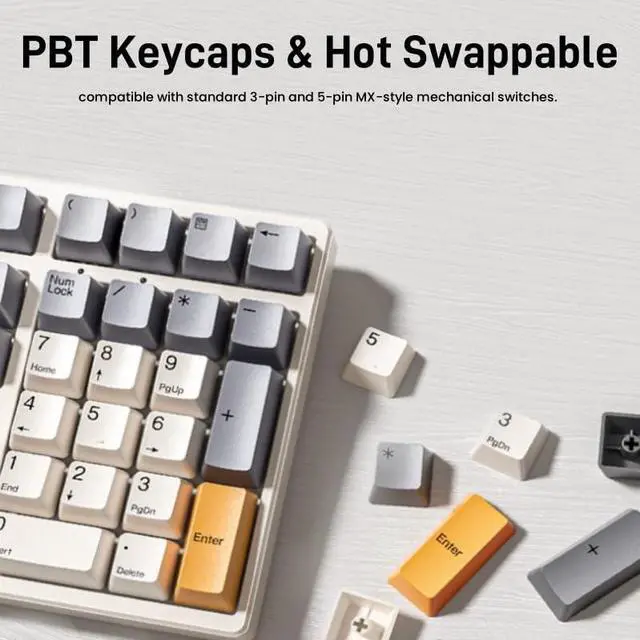 Alt view image 4 of 5 - SIKAI CASE Mechanical Number Pad, 34 Key GATERON Hot Swappable Numpad Wired USB C Numeric Keypad with PBT Keycaps White Backlit Adjustable Keypad for Laptop, MacBook,PC Desktop(White Backlit)
