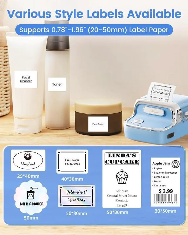 Alt view image 4 of 5 - Phomemo M150 Label Maker Machine, 2025 Upgraded Bluetooth Label Printer, 2 Inch Themal Sticker Printer for Home Use & Small Business, Compatible with iOS & Android Phone, with 1 Pack 40x30mm Label