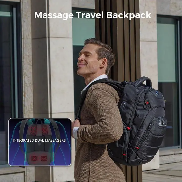 Alt view image 2 of 5 - Swissdigital Design Massaging Travel Backpack,USB Charging Port Large Capacity Computer Backpacks For Work Business(NEPTUNE SV SD1003M-V1