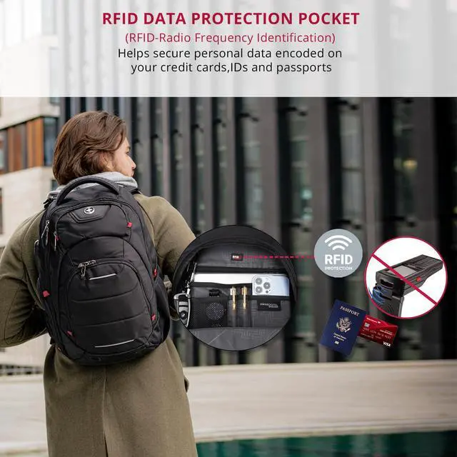 Alt view image 3 of 5 - Swissdigital Design Massaging Travel Backpack,USB Charging Port Large Capacity Computer Backpacks For Work Business(NEPTUNE SV SD1003M-V1