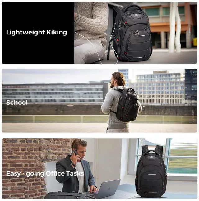 Alt view image 5 of 5 - Swissdigital Design Massaging Travel Backpack,USB Charging Port Large Capacity Computer Backpacks For Work Business(NEPTUNE SV SD1003M-V1
