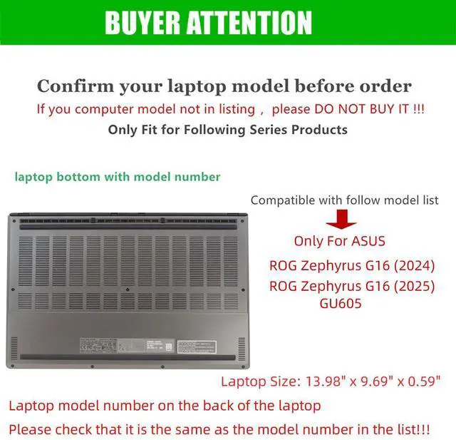 Alt view image 2 of 5 - RUNMEIJIA Laptop Cover Case Only for ASUS ROG Zephyrus G16(2024~2025 16" [not Compatible with Any Other Model] .2-in-1 PU Leather Detachable Notebook Sleeve Computer Bag Protective (Black)