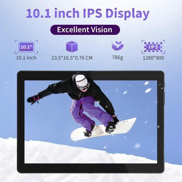 Alt view image 5 of 5 - Veidoo Android Tablet, 2+32GB, Supports SD Card Expansion, with WiFi, Bluetooth, Dual Cameras, 10'' 1280x800 IPS High-Definition Touch Screen, Supports Work and Entertainment Multifunctional Tablet
