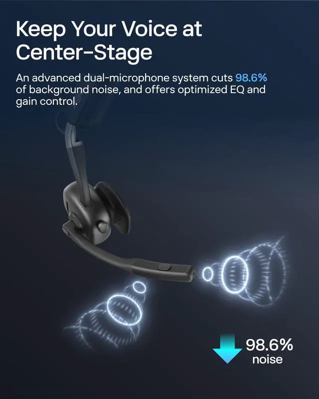Alt view image 4 of 5 - SHOKZ New OpenMeet UC - Open-Ear Bluetooth Computer Headset, Noise Cancelling Mic + Mute Button, USB-A Dongle Compatible with PC & Mac, Wireless Work Headphones, Customizable Fit, Smart App - C610 UC