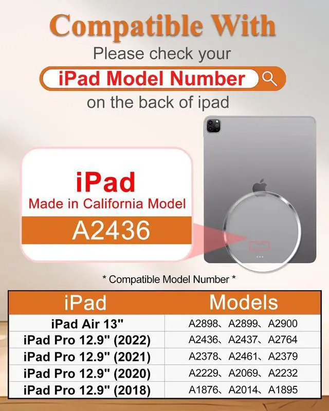 Alt view image 2 of 5 - Wazzasoft for iPad Air 13 inch Case 2024 M2, for iPad Pro 12.9'' Case with Keyboard Pencil Holder Folio Tablet Cover Women Girls Cute Kawaii Flower Art for Apple Air 11, Pro 12.9