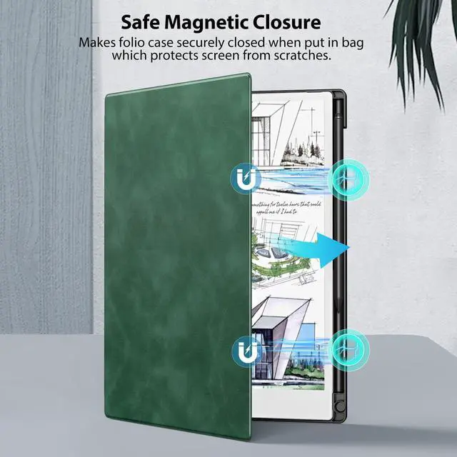 Alt view image 5 of 5 - TiMOVO Case for Remarkable Paper Pro 11.8Inch 2024, Lightweight Hard Back Shell Protective Book Folio Cover with Pen Holder for Remarkable Paper Pro Color Tablet, Support Auto Wake/Sleep,Emerald Green