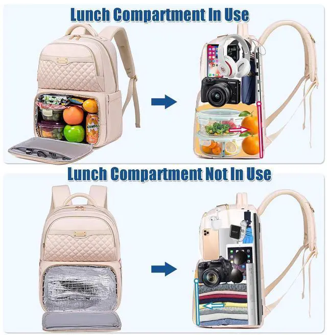 Alt view image 4 of 5 - Weitars Lunch Backpack, Insulated Cooler Backpack 15.6 Inch Laptop Backpack For Women Men For Women Nurses Teacher Gifts for College Work Beach Camping Picnics Travel