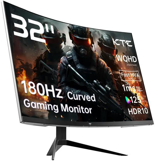 KTC 32 inch Curved Gaming Monitor, 165Hz 1ms MPRT, 2K 1440P 144Hz