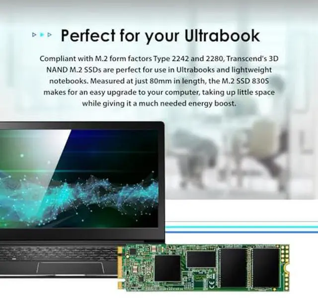 Alt view image 5 of 5 - Transcend 1TB MTS830S M.2 2280 SATA3 SSD, Internal Solid State, Compatible with Laptop & PC Desktop, Up to 560/500 MB/s - TS1TMTS830S
