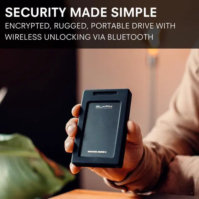 Alt view image 2 of 5 - Glyph SecureDrive+ 5TB Professional Encrypted Rugged Mobile Hard Drive with Bluetooth
