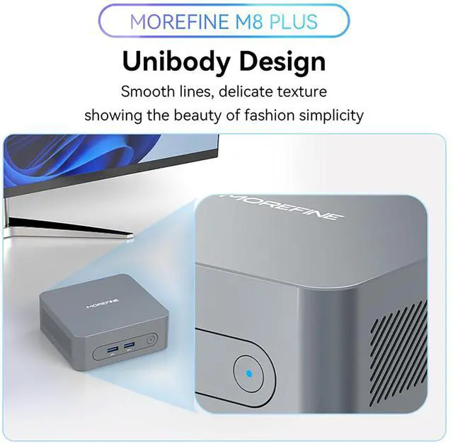Alt view image 4 of 5 - MOREFINE Mini PC N150 16GB DDR4 RAM 512GB PCle M.2 SSD, M8 Intel Twin Lake N150 (Upgraded N100), Mini Desktop Computer 4K Dual Display/USB3.2/WiFi/BT - Low Power Mini Desktop Computer