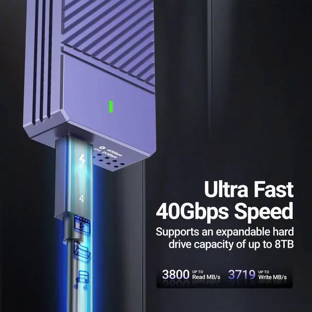 Alt view image 3 of 5 - JEYI 40Gbps USB4 M.2 Enlcosure with Fan, PWM USB C PCIe 3.0x4 NVMe to USB Adapter - Up to 8TB, Full Aluminum Case, Compatible Thunderbolt 3/4 USB3.2/3.1/3.0