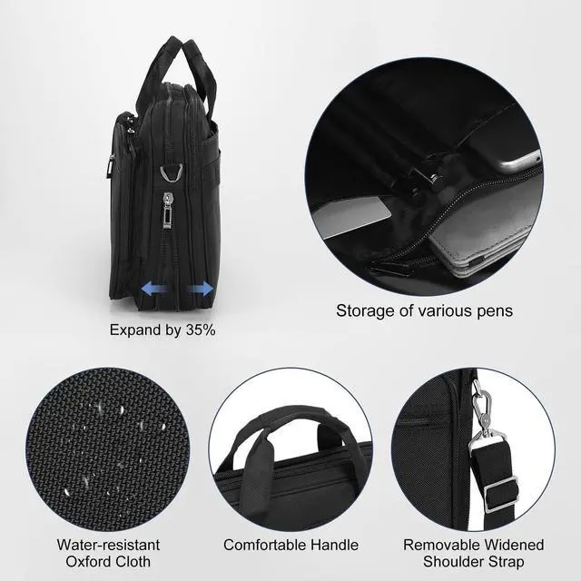 Alt view image 4 of 5 - uxcell 15.6 Inch 360deg Protective Laptop Bag Case, Water-Resistant Laptop Briefcase, Black