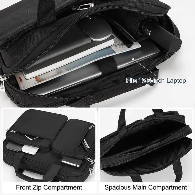 Alt view image 3 of 5 - uxcell 15.6 Inch 360deg Protective Laptop Bag Case, Water-Resistant Laptop Briefcase, Black