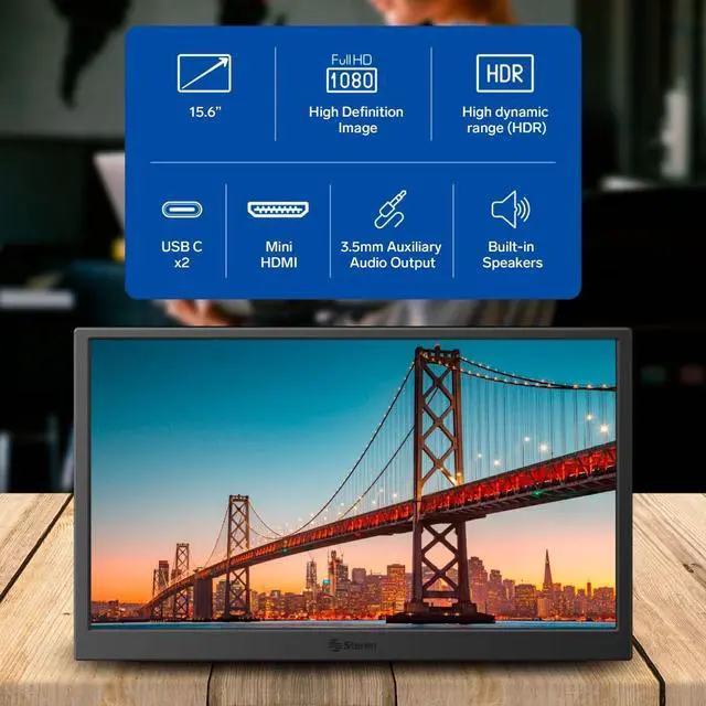 Alt view image 3 of 5 - STEREN 16" Portable HDR Monitor for Laptops - Full HD Display with USB-C, HDMI, and Ultra-Slim Design